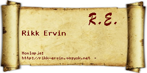 Rikk Ervin névjegykártya
